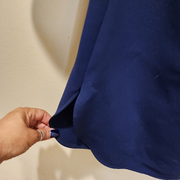 JILL LINDSEY Logan Navy Blue Quarter Sleeves Relaxed Fit Mock Neck Mini… - Picture 10 of 15